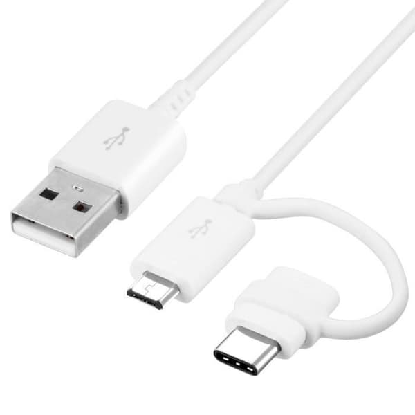 2 i 1 USB typ-C och mikro-USB-kabel - Samsung EP-DG930DWE 1M Vit