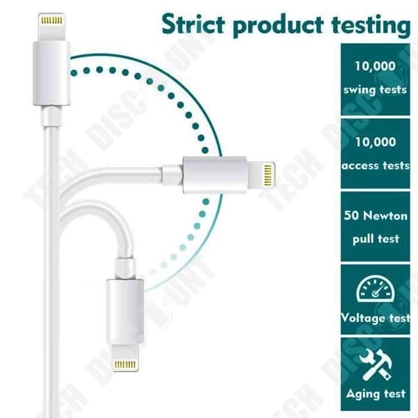 TD® 3-pack USB-kabel Apple-produkter iPhone iPad iPod Höghastighetsdataöverföring USB-kompatibilitet XS XR 8 7 6 Plus Snabb
