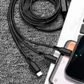 Miniatyrbild 3 av 4: TD® Laddningskabel 1,2M 3-i-1 Mobiltelefon Snabbladdningskabel En till tre flätad datakabel
