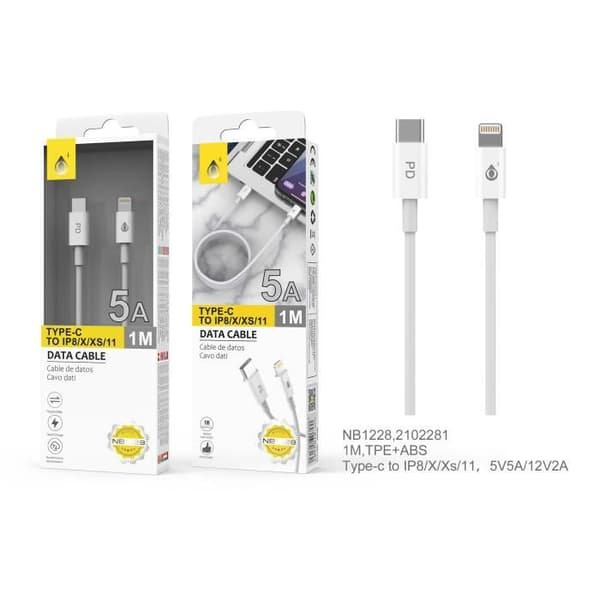 Typ-C-kabel till lightning 5A Power Delivery 100W