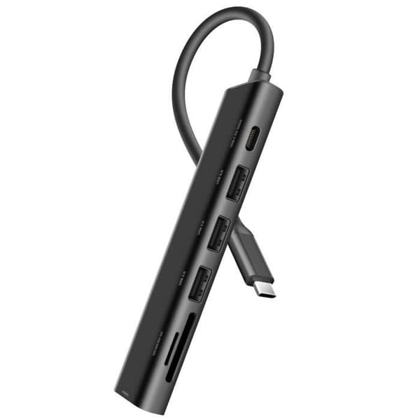 USB-C-hubb till USB-C 100W + HDMI + USB + SD / micro-SD-kortläsare Swissten Svart