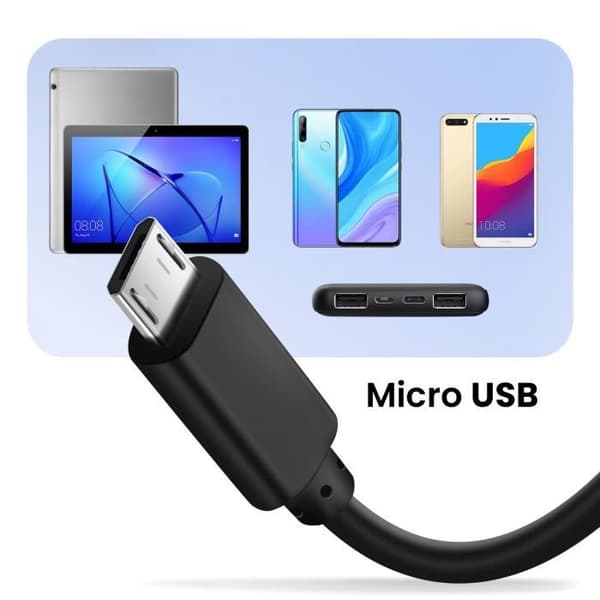Micro USB till Micro USB 60cm Snabb laddning och synkronisering Akyga Svart
