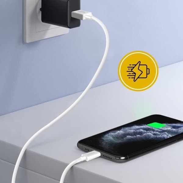 USB-kabel till Lightning Snabbladdning och synkronisering Inkax Vit