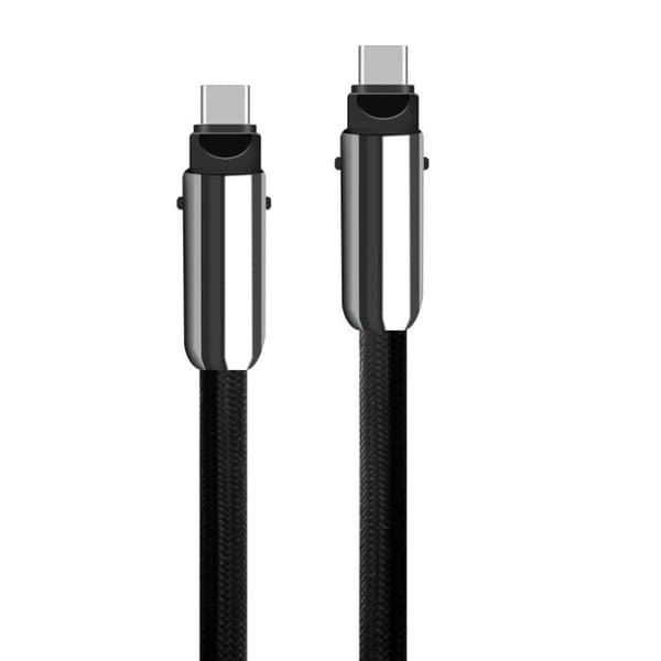 "USB C till USB C kabel med kontakt, längd 1.2m Moxie svart"