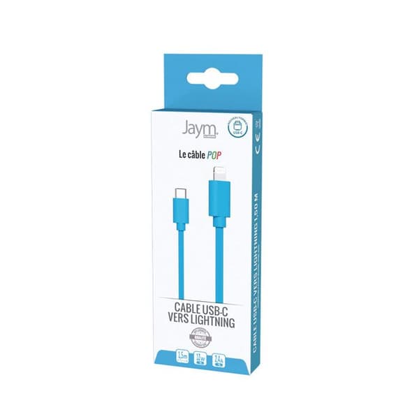 Laddningskabel Lightning till USB-C PD 12W för laddning och synkronisering Collection POP 1,5m Jaym Blå