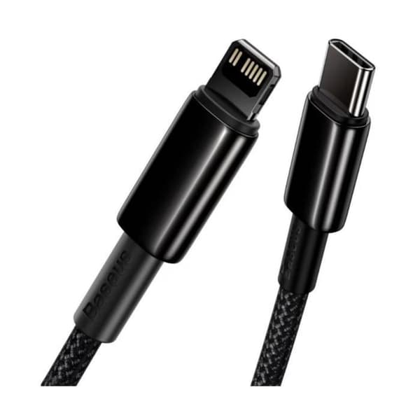 Laddnings- och överföringskabel - BASEUS - USB-C-Lightning - 20W - 2m - Svart