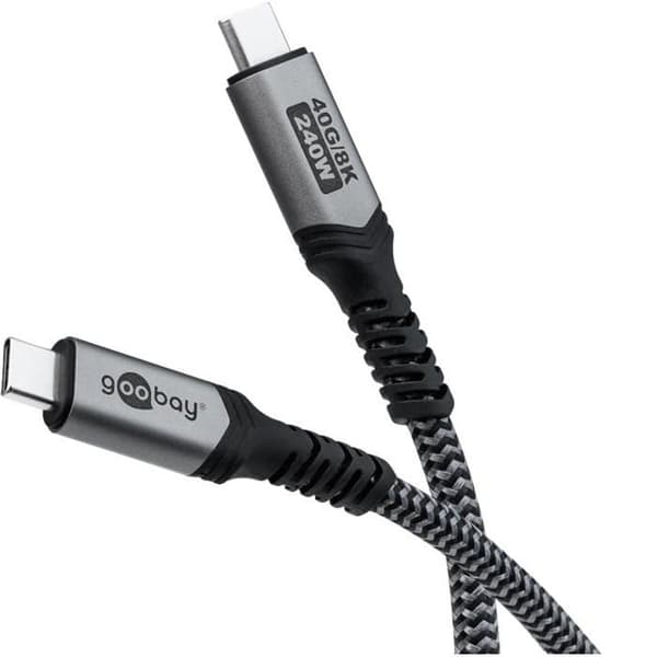 74211 Goobay Textil USB4 Type C-kabel (M/M) - Power Delivery - 1 m - USB-C USB4 laddning och synkronisering - Hane / Hane - Fon