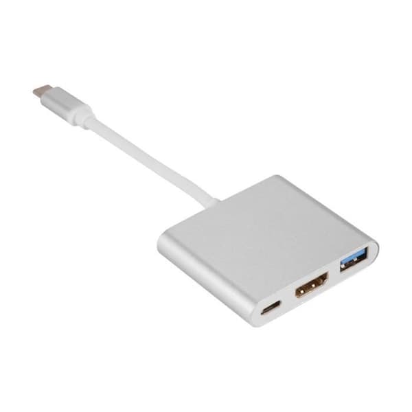 XCSOURCE USB Type-c-hub, USB 3.0 datacenter med HDMI 4K-utgång och DP C-type laddningsport (Silver) för