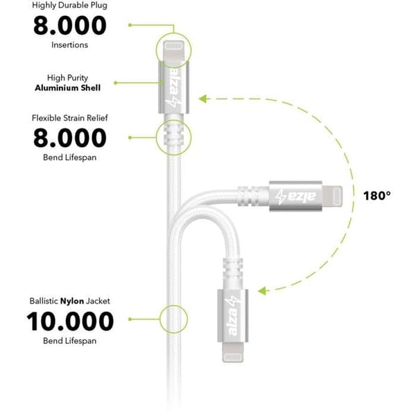 AlzaPower AluCore USB-A till Lightning MFi (C189) 3m silver