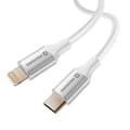 Miniatyrbild 1 av 5: USB-C till Lightning Sladd Trasselskyddad Svart Swissten Vit