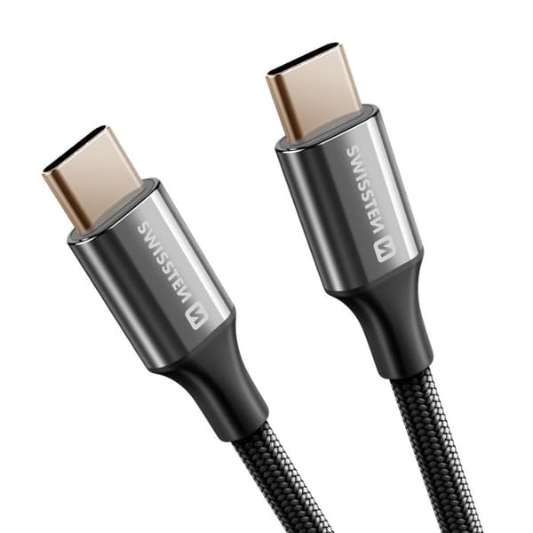 USB-C till USB-C Flätad Anti-knut Design Swissten Svart