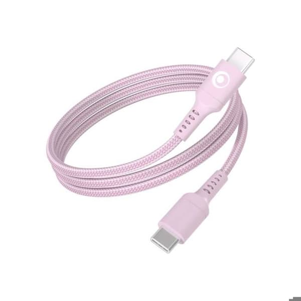 USB-C/USB-C Laddnings- och Överföringskabel 3A Power Delivery 60W 1.2m BigBen Connected Rosa