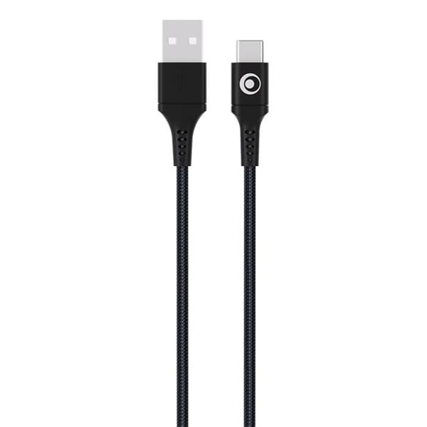 USB-A till USB-C FastCharge 15W 3A i vävd nylon 1.2m BigBen Connected Svart