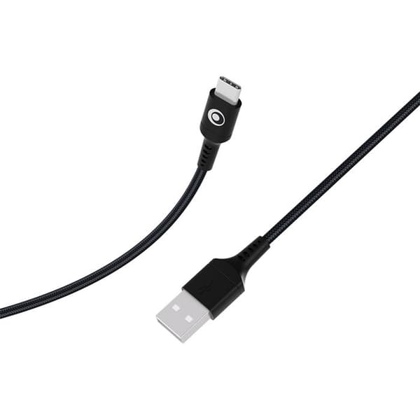 USB-A till USB-C FastCharge 15W 3A i vävd nylon 1.2m BigBen Connected Svart