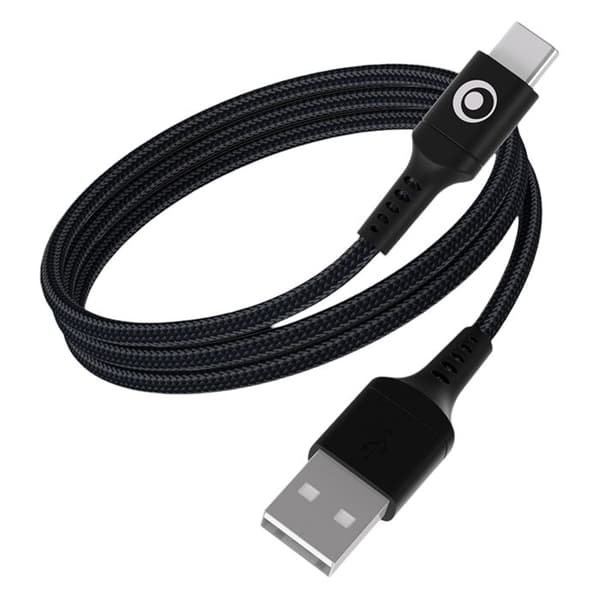 USB-A till USB-C FastCharge 15W 3A i vävd nylon 1.2m BigBen Connected Svart