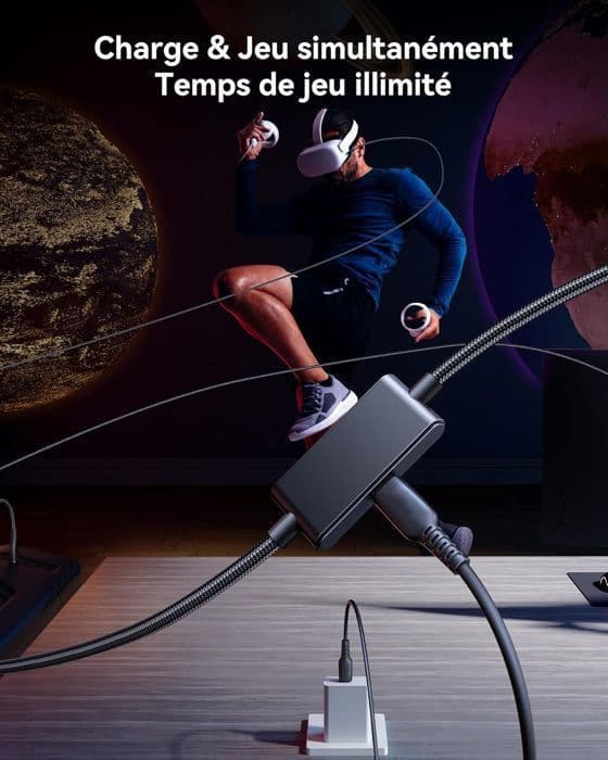 Kabel Link-USB C-5m-Kompatibel med Meta Oculus Quest 3, Steam VR, USB 3.0 Höghastighetsdatakabel
