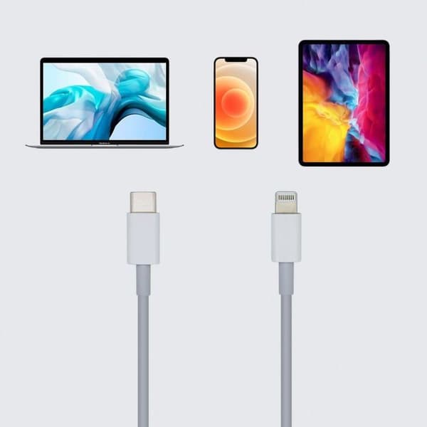 Kabeltelefon Aisens - A102-0441 - Kabel USB 2.0 USB-C till LIGHTNING PD 2A, LIGHTNING/M-USB-C/M, vit, 20 cm