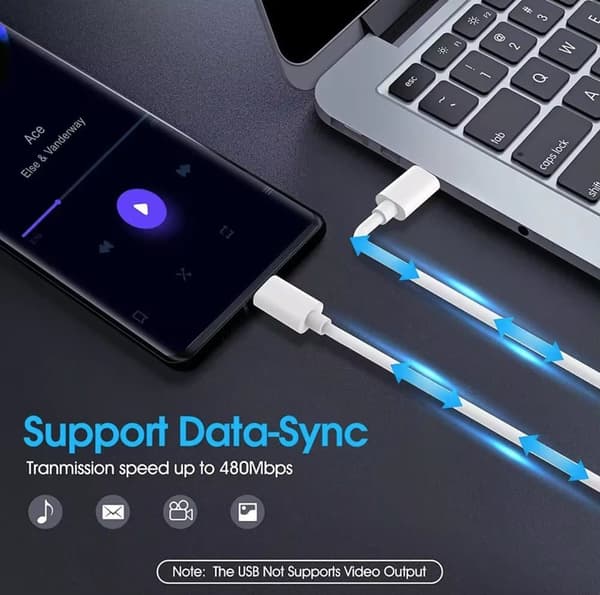 Hurtig oplader USB-C til USB-C Kabel - 2 METER - 25W Opladnings- og Synkroniseringskabel SORT