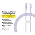 Miniatyrbild 4 av 6: USB-C till Type-C-kabel, Super Snabb Laddning 100W, 2m - Baseus Gem (P1037373000511-01) - Nebula Lila
