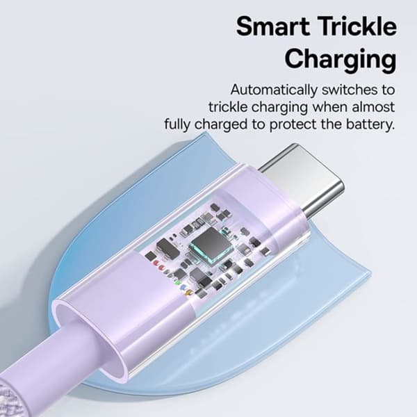 USB-C till Type-C-kabel, Super Snabb Laddning 100W, 2m - Baseus Gem (P1037373000511-01) - Nebula Lila