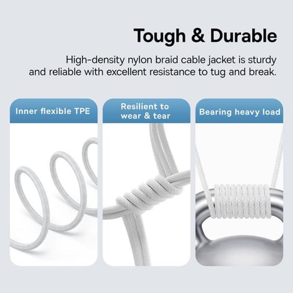 USB-C till typ C-kabel, Super Snabb Laddning 100W, 1m - Baseus Gem (P1037373000211-00) - Månvit