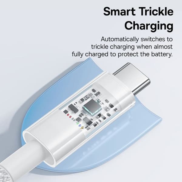 USB-C till typ C-kabel, Super Snabb Laddning 100W, 1m - Baseus Gem (P1037373000211-00) - Månvit