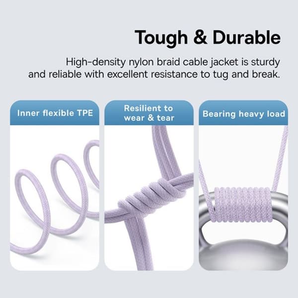 USB-C till Typ-C-kabel, Super snabb laddning 100W, 1m - Baseus Gem (P103737300051111-00) - Nebula Lila