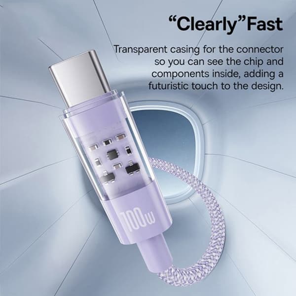 USB-C till Typ-C-kabel, Super snabb laddning 100W, 1m - Baseus Gem (P103737300051111-00) - Nebula Lila