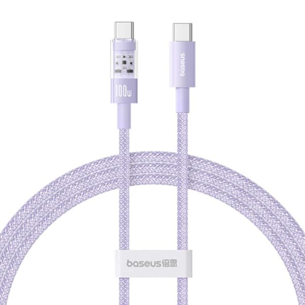 USB-C till Typ-C-kabel, Super snabb laddning 100W, 1m - Baseus Gem (P103737300051111-00) - Nebula Lila
