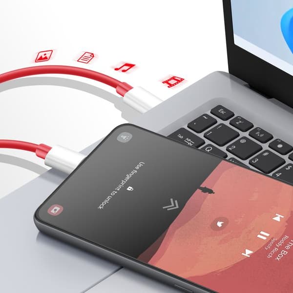 USB-C till USB-C Snabbladdningskabel SuperVOOC 12A 1m Officiell Oneplus Röd