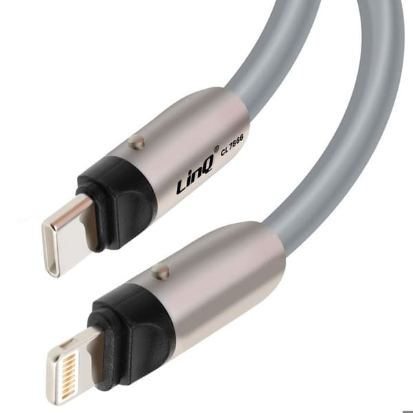 Tour de Cou 2 i 1 med USB-C till Lightning-kabel Längd 1.2m LinQ Grå