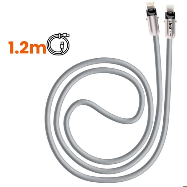 Tour de Cou 2 i 1 med USB-C till Lightning-kabel Längd 1.2m LinQ Grå