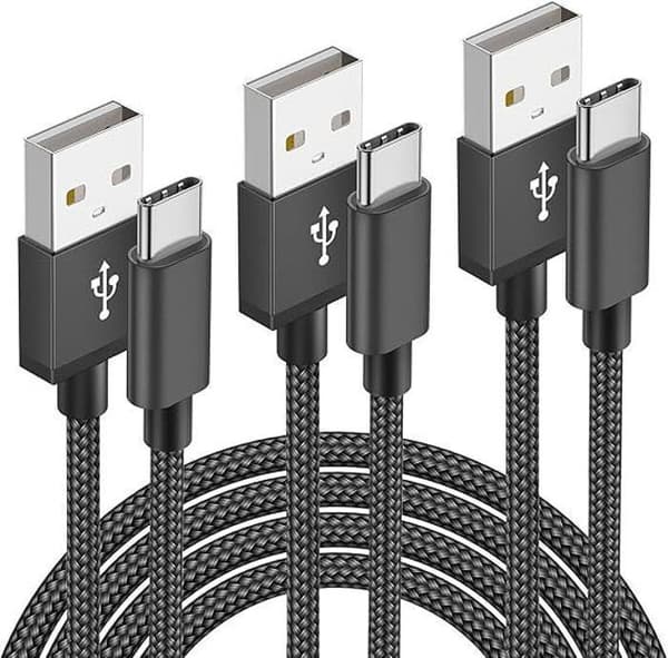 USB C-kabel Snabbladdning [Pack om 3, 1M+2M+3Meter] USB Typ C-laddare för Samsung Galaxy S20 S21 S22 Plus Ultra S10 S10E S8