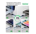 Miniatyrbild 3 av 6: USB C till USB C-kabel [1m+1m/Pack om 2] 100W USB C Snabbladdningskabel 5A PD3.0, Typ C Nylon USB C Sladd för iPhone 16 15
