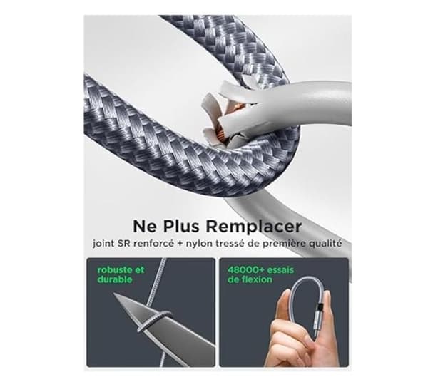 USB C till USB C-kabel [1m+1m/Pack om 2] 100W USB C Snabbladdningskabel 5A PD3.0, Typ C Nylon USB C Sladd för iPhone 16 15