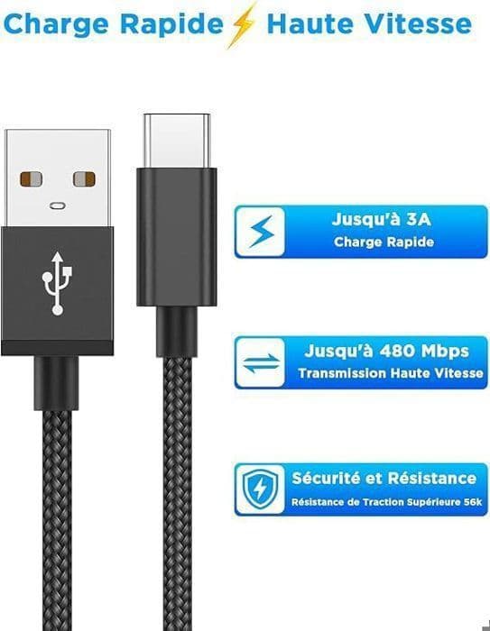USB C-kabel, [1M/2-pack] Snabbladdningskabel USB C 3A Typ C Flätad kabel USB till USB C för Samsung Galaxy S21 S22