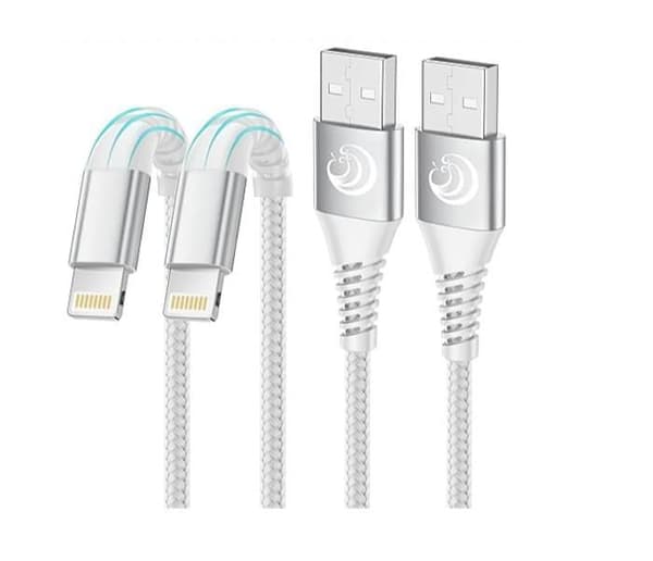 iPhone-kabel [1m+1m/Paket med 2] MFi-certifierad iPhone-laddningskabel med förstärkt anslutning, snabb laddning, kompatibel.
