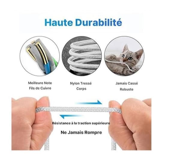 Kabel iPhone Laddare iPhone [1m/3-pack] Lightning USB MFi Certifierad Nylon Flätad Sladd iPhone Snabbladdning Ultra Solid Tråd