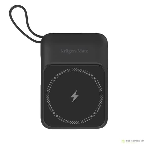 Induktiivinen Kruger&Matz 10000 mAh Mag Safe -varavirtalähde, musta