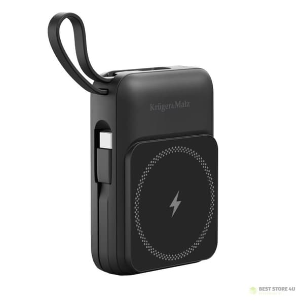 Induktiivinen Kruger&Matz 10000 mAh Mag Safe -varavirtalähde, musta
