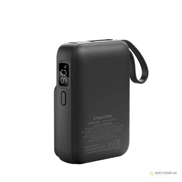 Induktiivinen Kruger&Matz 10000 mAh Mag Safe -varavirtalähde, musta