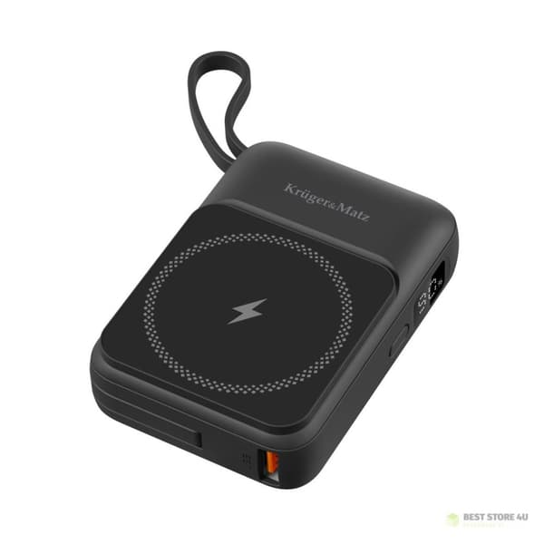 Induktiivinen Kruger&Matz 10000 mAh Mag Safe -varavirtalähde, musta