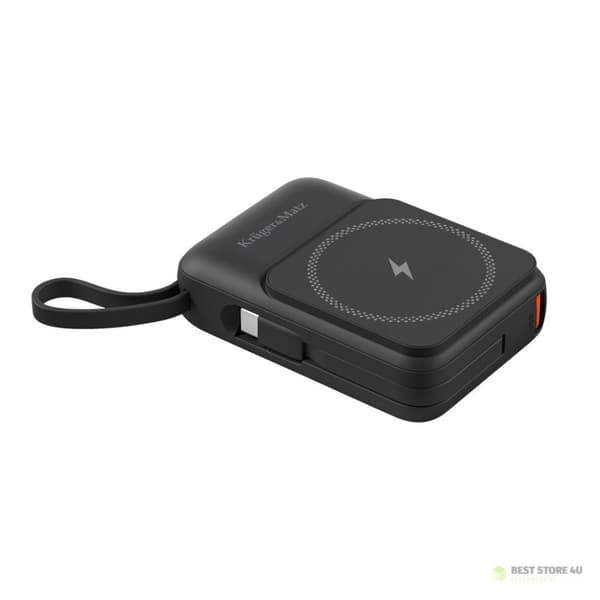 Induktiivinen Kruger&Matz 10000 mAh Mag Safe -varavirtalähde, musta