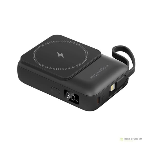 Induktiivinen Kruger&Matz 10000 mAh Mag Safe -varavirtalähde, musta