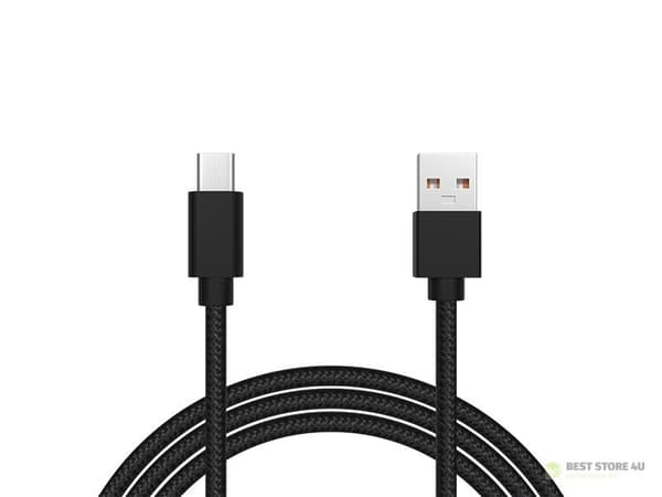 66-141# USB 2.0 a - usb-c-kontakt 1,0 m svart flätad
