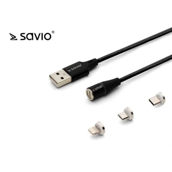 Savio CL-155 USB-kabel 2 m USB 2.0 USB C Micro USB A-Lightning Black