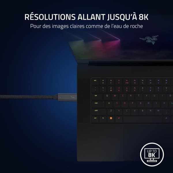 Razer Thunderbolt 4 Kabel 2,0 Meter - Upp till 40 gigabit per sekund | Svart