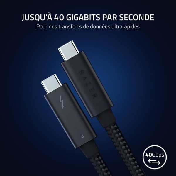 Razer Thunderbolt 4 Kabel 2,0 Meter - Upp till 40 gigabit per sekund | Svart