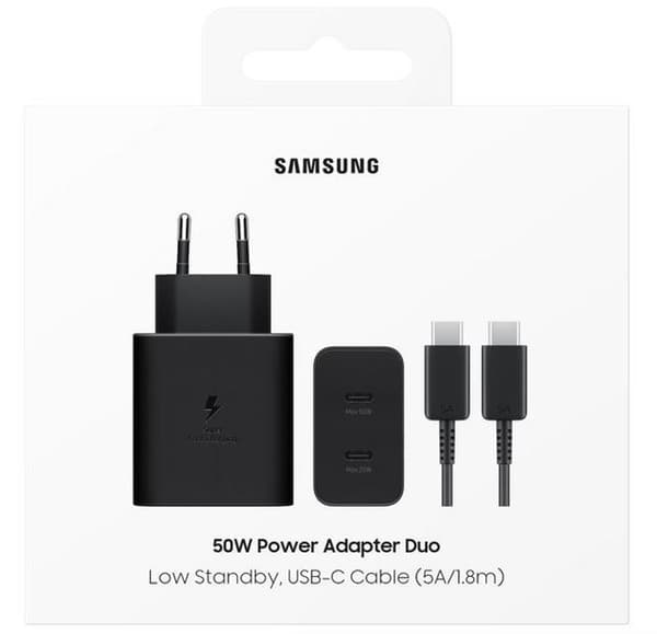 Samsung 50W USB C Väggladdare med 5 Amp Type C Kabel Svart EU Kontakt - EF-T5020XBEGWW