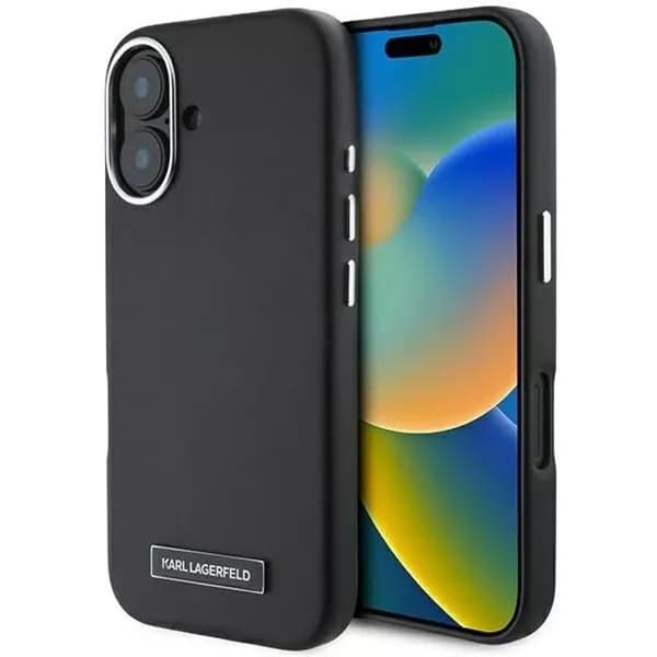 Coque Karl Lagerfeld för iPhone 16 Plus 6,7" Svart MagSafe Hardcase FW Metallplåt